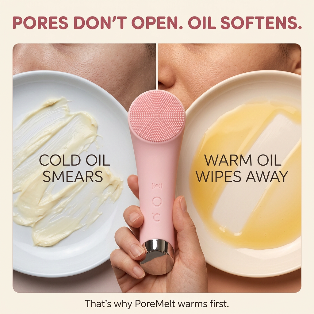 Heats, Loosens Oil and Deep Cleans: PoreMelt Heated Facial Cleansing Brush