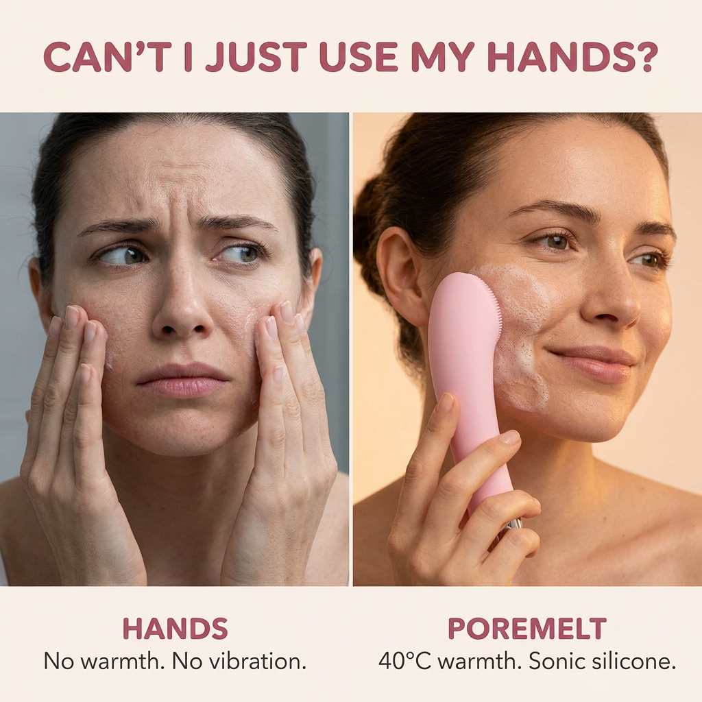 Heats, Loosens Oil and Deep Cleans: PoreMelt Heated Facial Cleansing Brush